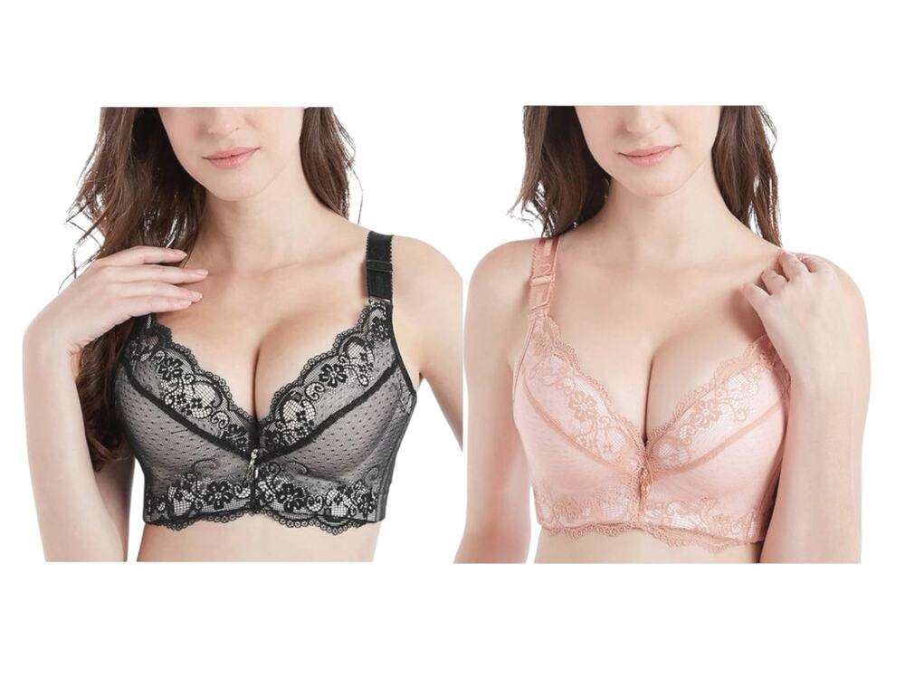 NWT ~ Set/2 Black & Blush Padded Push Up Lace Underwire Bras & Nipple Pads ~